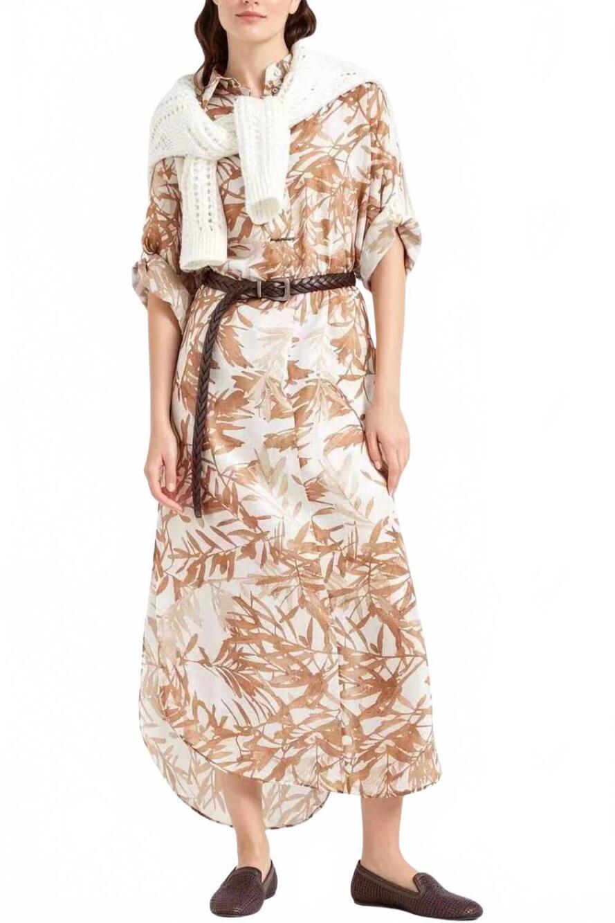 NEW BRUNELLO CUCINELLI women's shirt dress in herbarium print